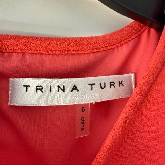 Trina Turk Coral Cutout Faux Overlay Midi Dress size 6 - Picture 2 of 12